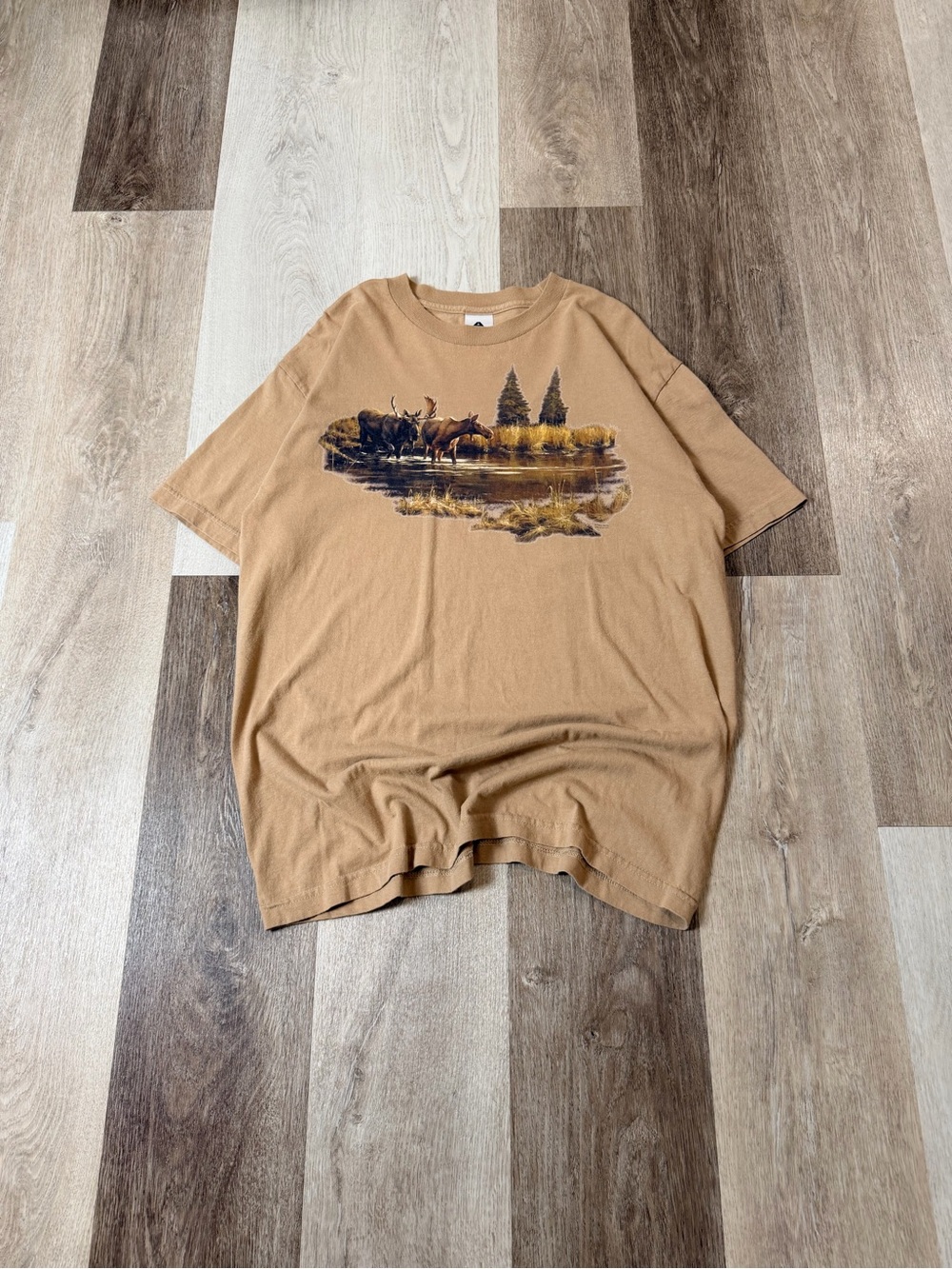 Vintage Moose Nature Print Brown Tee